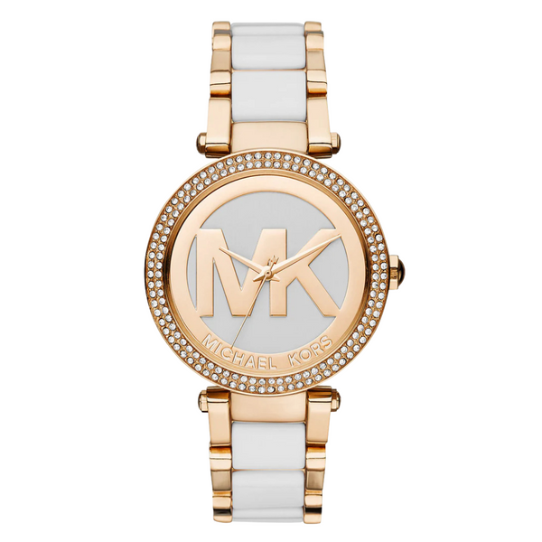 Michael Kors Parker Two-tone Stainless Steel White Dial Quartz Watch for Ladies - MK-6313