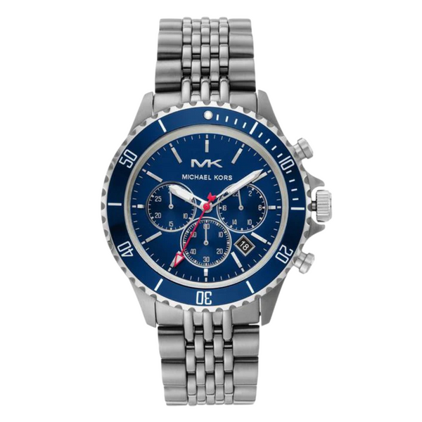 Michael Kors Bayville Silver Stainless Steel Blue Dial Chronograph Quartz Watch for Gents - MK8727