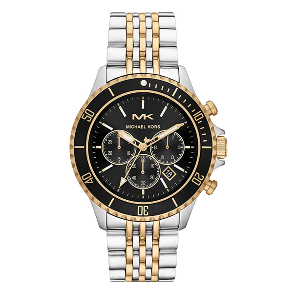 Michael Kors Bayville Two-tone Stainless Steel Black Dial Chronograph Quartz Watch for Gents - MK8872