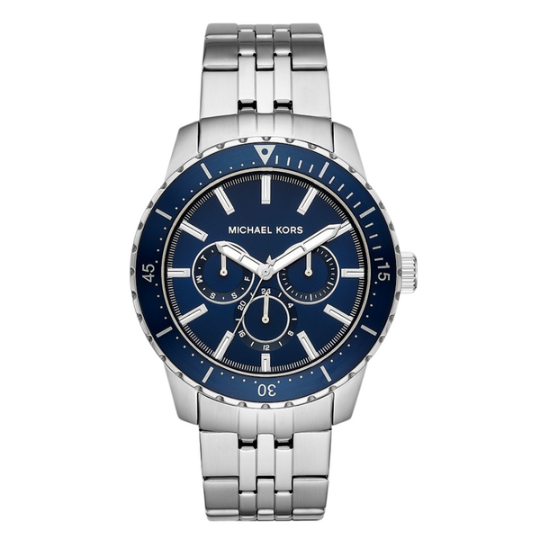 Michael Kors Cunningham Silver Stainless Steel Blue Dial Quartz Watch for Gents - MK-7153