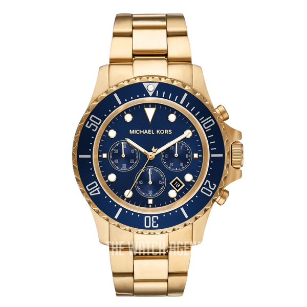 Michael Kors Everest Gold Stainless Steel Navy Blue Dial Chronograph Quartz Watch for Gents - MK-8978