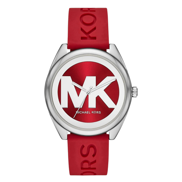 Michael Kors Janelle Red Silicone Strap Red Dial Quartz Watch for Ladies - MK7144
