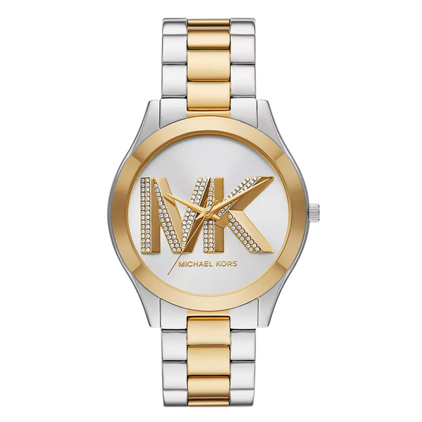 Michael Kors Slim Runway Two-tone Stainless Steel Silver Dial Quartz Watch for Ladies - MK4735