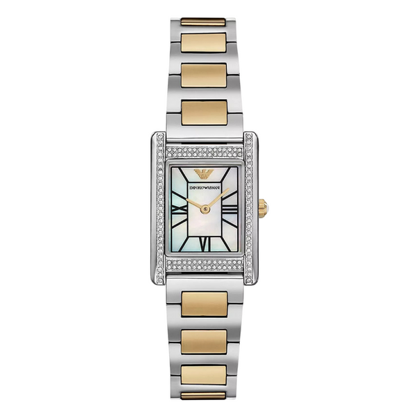 EMPORIO ARMANI Genni Two-tone Stainless Steel Mother of Pearl Dial Quartz Watch for Ladies - A11642