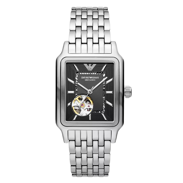 EMPORIO ARMANI Diego Silver Stainless Steel Black Dial Automatic Watch for Gents - A60057