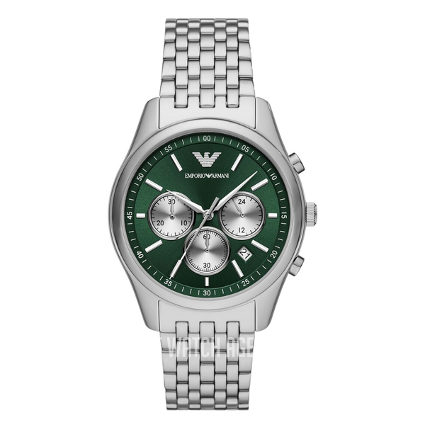 EMPORIO ARMANI Antonio Silver Stainless Steel Green Dial Chronograph Quartz Watch for Gents - A11581