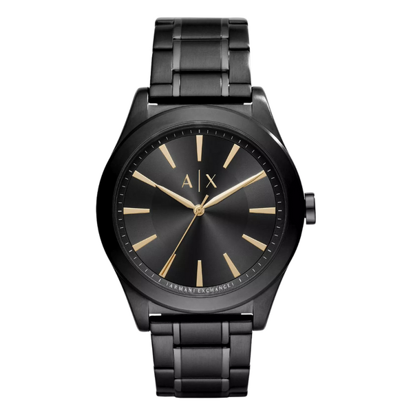 Armani Exchange Hampton Black Stainless Steel Black Dial Quartz Watch for Gents - AX-7102