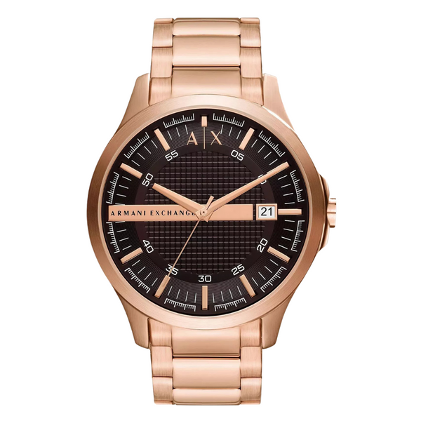 Armani Exchange Hampton Rose Gold Stainless Steel Brown Dial Quartz Watch for Gents - AX-2449
