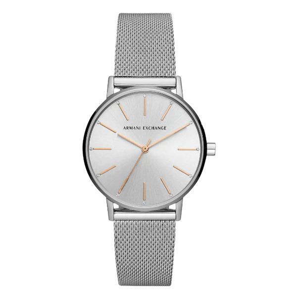 Armani Exchange Cayde Silver Mesh Breclet White Dial Quartz Watch for Ladies - Ax-7112M
