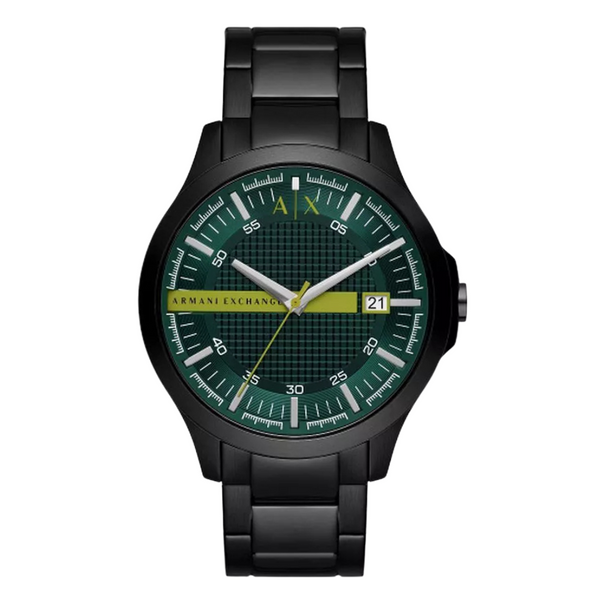 Armani Exchange Hampton Black Stainless Steel Green Dial Quartz Watch for Gents - AX.2450