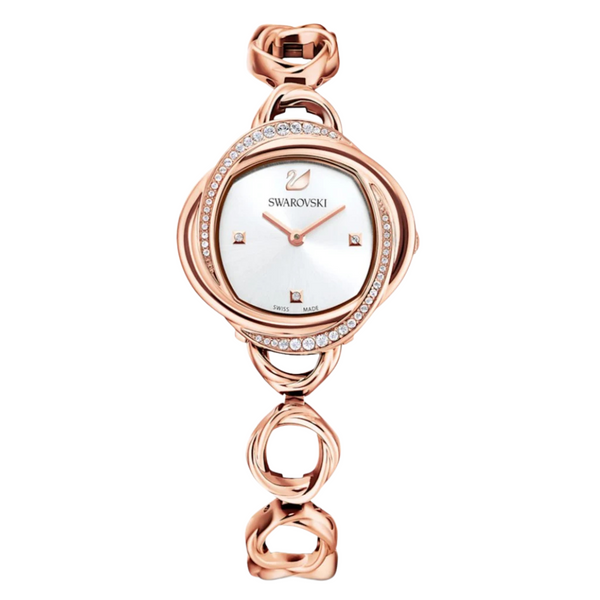 Swarovski Crystal Flower Rose-gold Stainless Steel Silver Dial Quartz Watch for Ladies - 5547626