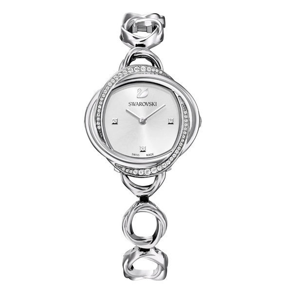 Swarovski Crystal Flower Silver Stainless Steel Silver Dial Quartz Watch for Ladies - 5547622