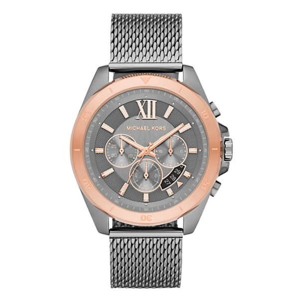 Michael Kors Brecken Gunmetal-toned Mesh Bracelet Grey Dial Chronograph Quartz Watch for Gents - MK8868