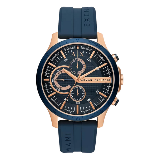 Armani Exchange Hampton Blue Rubber Strap Blue Dial Chronograph Quartz Watch for Gents - AX.2440
