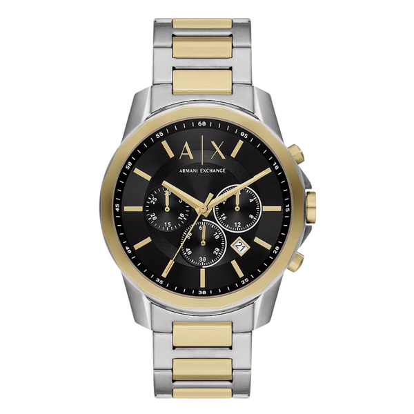 Armani Exchange Outerbanks Two-tone Stainless Steel Black Dial Chronograph Quartz Watch for Gents - AX-7148