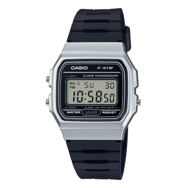 Casio Black Rubber Black Dial Quartz Watch for Ladies - F-91WM-7ADF