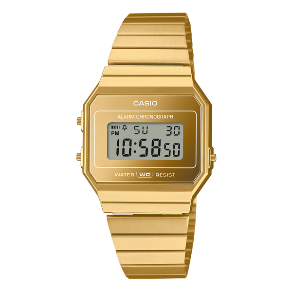 Casio Gold Stainless Steel Black Dial Quartz Watch for Ladies - A-700WEVG-9ADF