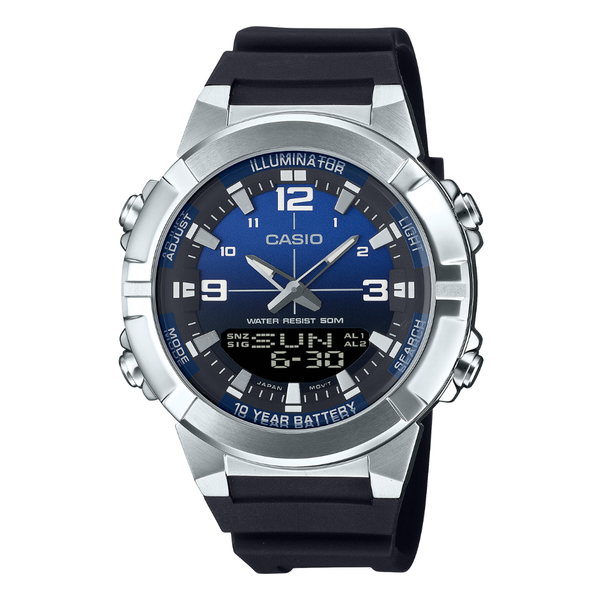 Casio Black Rubber Blue Dial Quartz Watch for Gents - AMW-870A-2AVDF