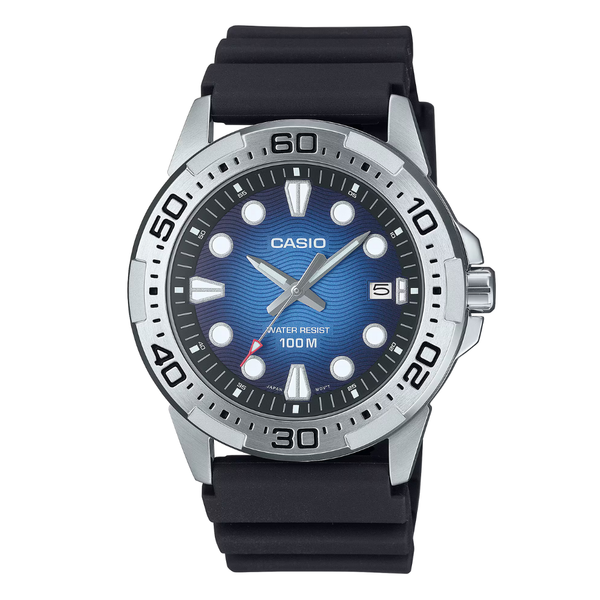 Casio Black Rubber Blue Dial Quartz Watch for Gents - MTD-140-2AVDF