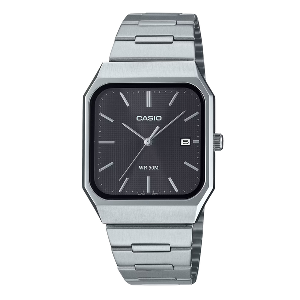 Casio Silver Stainless Steel Black Dial Quartz Watch for Gents - MTP-B185D-1AVDF