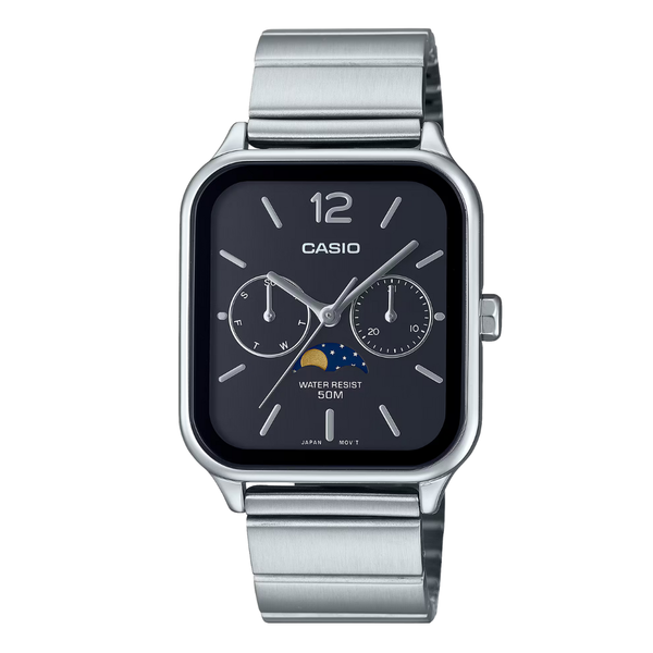 Casio Silver Stainless Steel Black Dial Quartz Watch for Gents - MTP-M305D-1AVDF