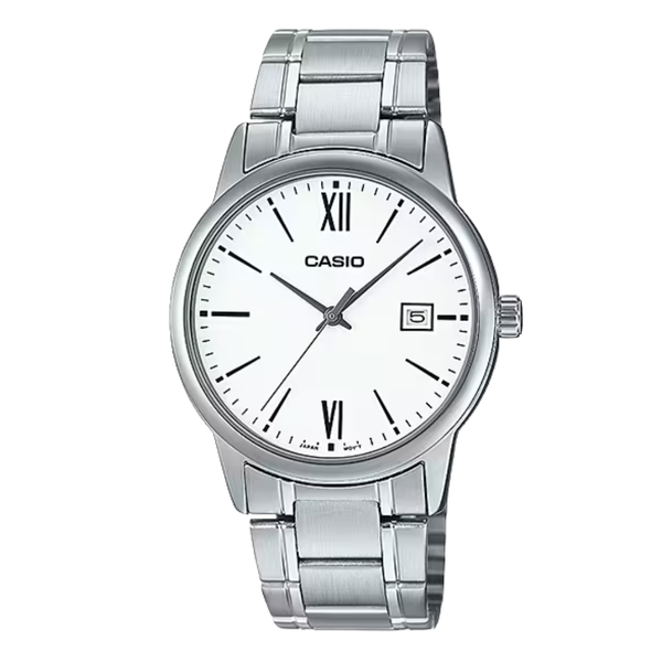 Casio Silver Stainless Steel White Dial Quartz Watch for Gents - MTP-V002D-7B3UDF