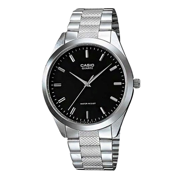 Casio Silver Stainless Steel Black Dial Quartz Watch for Ladies - LTP-1274D-1ADF(AG)