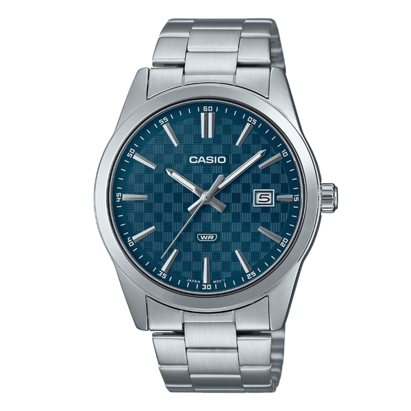 Casio Silver Stainless Steel Blue Dial Quartz Watch for Gents - MTP-VD03D-2A2UDF