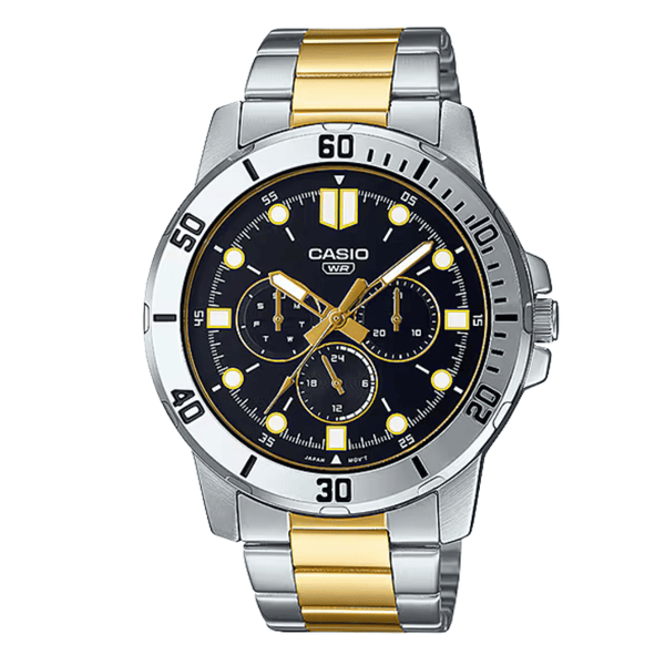 Casio Two-tone Stainless Steel Black Dial Quartz Watch for Gents - MTP-VD300SG-1EUDF