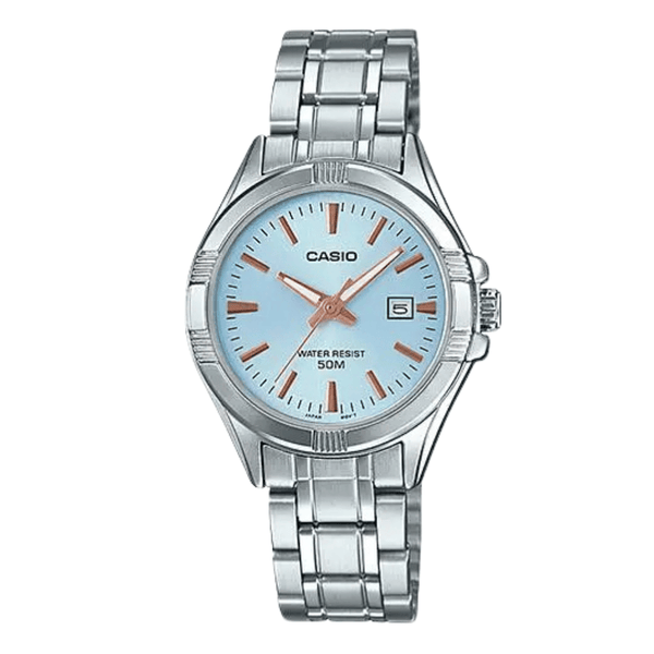 Casio Silver Stainless Steel Tiffany blue Dial Quartz Watch for Ladies - LTP-1308D-2AVDF