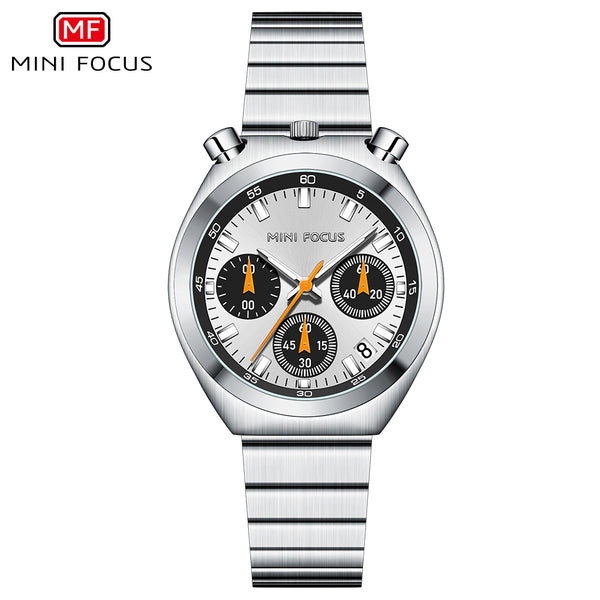 Mini Focus Silver Stainless Steel Silver Dial Chronograph Quartz Watch for Gents - MF0491L-01