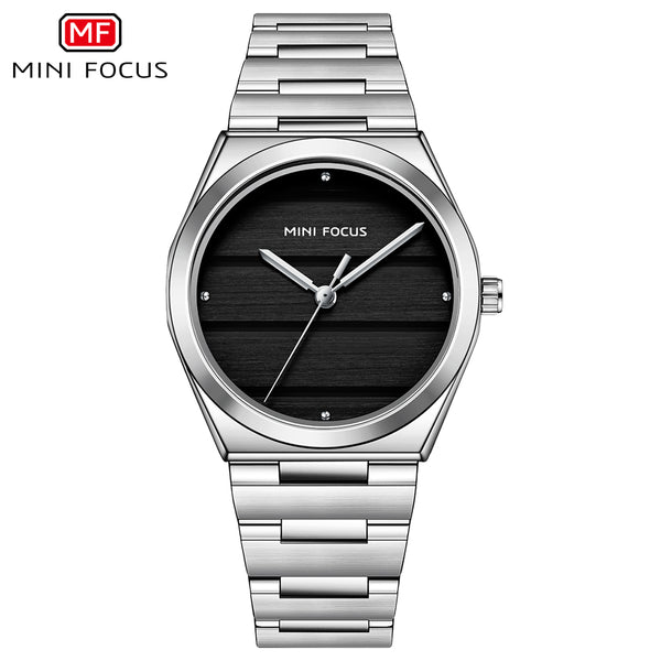 Mini Focus Silver Stainless Steel Black Dial Quartz Watch for Ladies - MF0611L-01