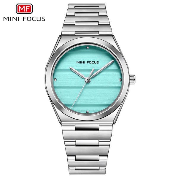 Mini Focus Silver Stainless Steel Tiffany Blue Dial Quartz Watch for Ladies - MF0611L-02