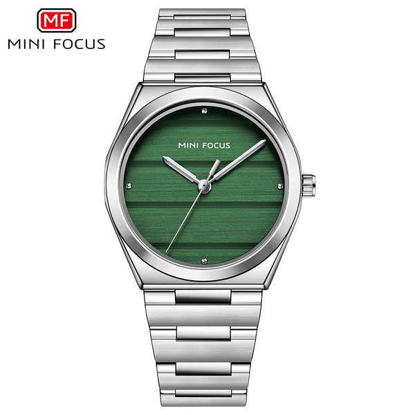 Mini Focus Silver Stainless Steel Green Dial Quartz Watch for Ladies - MF0611L-03