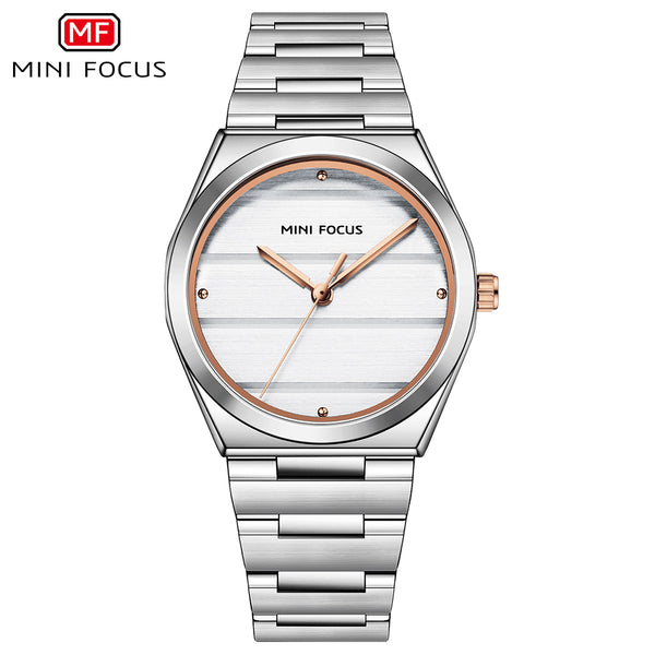 Mini Focus Silver Stainless Steel White Dial Quartz Watch for Ladies - MF0611L-04