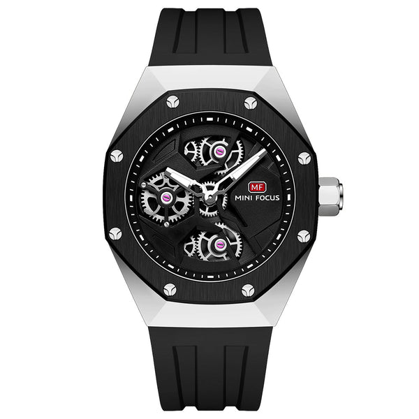 Mini Focus Black Silicone Strap Black Dial Quartz Watch for Gents - MF0422G-05
