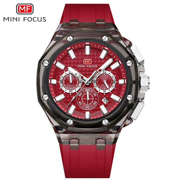 Mini Focus Red Silicone Strap Red Dial Quartz Watch for Gents - MF0616G-03