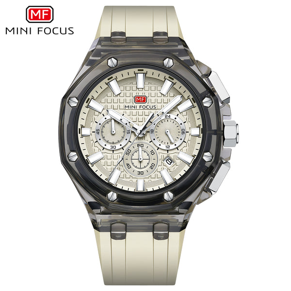 Mini Focus Grey Silicone Strap Grey Dial Quartz Watch for Gents - MF0616G-04