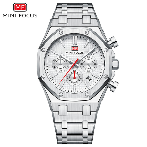 Mini Focus Silver Stainless Steel White Dial Quartz Watch for Gents - MF0609G-03