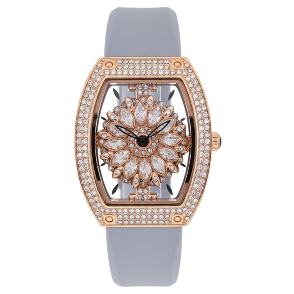 Mini focus Light Purple Silicone Strap Rose Gold Dial Quartz Watch for Ladies - MF0496L-11