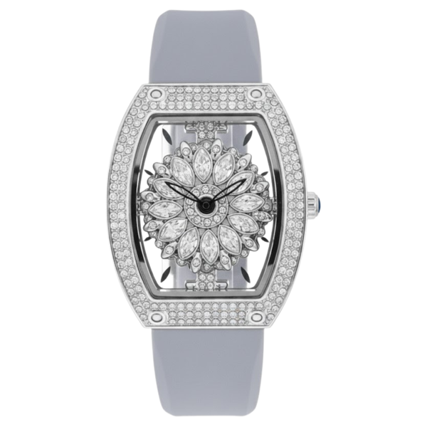 Mini focus Light Purple Silicone Strap Silver Dial Quartz Watch for Ladies - MF0496L-05