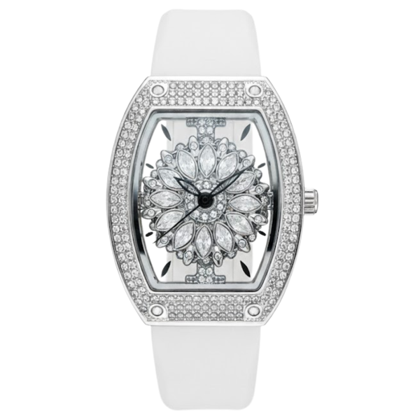 Mini focus Baby Pink Silicone Strap Silver Dial Quartz Watch for Ladies - MF0496L-06