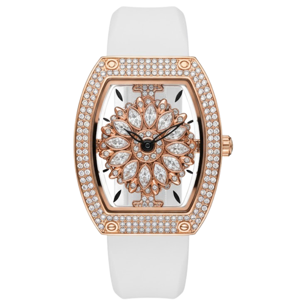 Mini focus Baby Pink Silicone Strap Rose Gold Dial Quartz Watch for Ladies - MF0496L-12