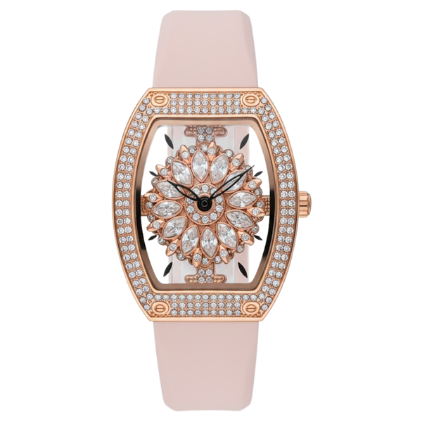 Mini focus Light Pink Silicone Strap Rose Gold Dial Quartz Watch for Ladies - MF0496L-16