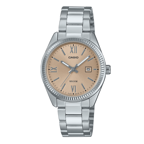 Casio Silver Stainless Steel Brown Dial Quartz Watch for Ladies - LTP-1302DD-4A2VDF