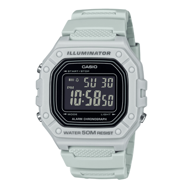 Casio Grey Rubber Black Dial Quartz Watch for Gents - W-218H-8BVDF