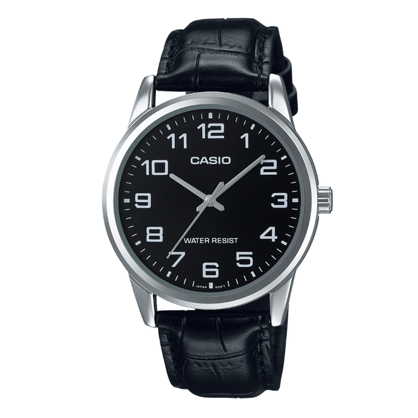 Casio Black Leather Strap Black Dial Quartz Watch for Gents - MTP-V001L-1BUDF