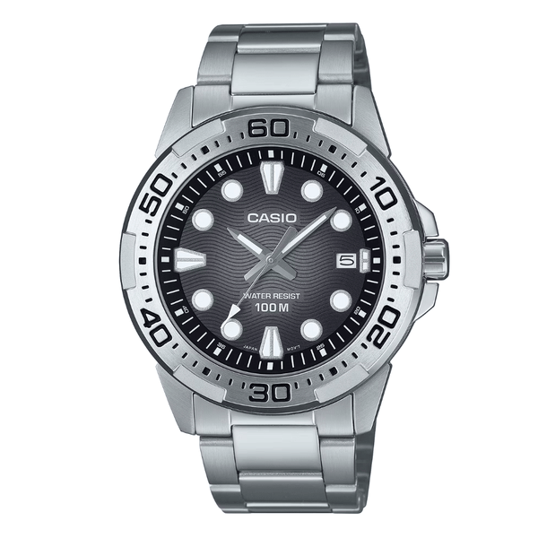 Casio Silver Stainless Steel Black Dial Quartz Watch for Gents - MTD-140D-1AVDF