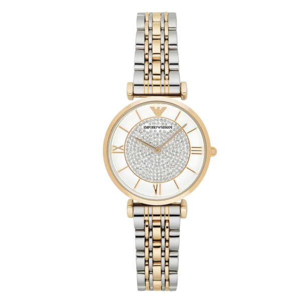 Emporio Armani Two-tone Stainless Steel White Dial Quartz Watch for Ladies - AR8031