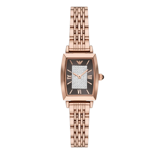 Emporio Armani Rose Gold Stainless Steel Brown Dial Quartz Watch for Ladies - AR11407